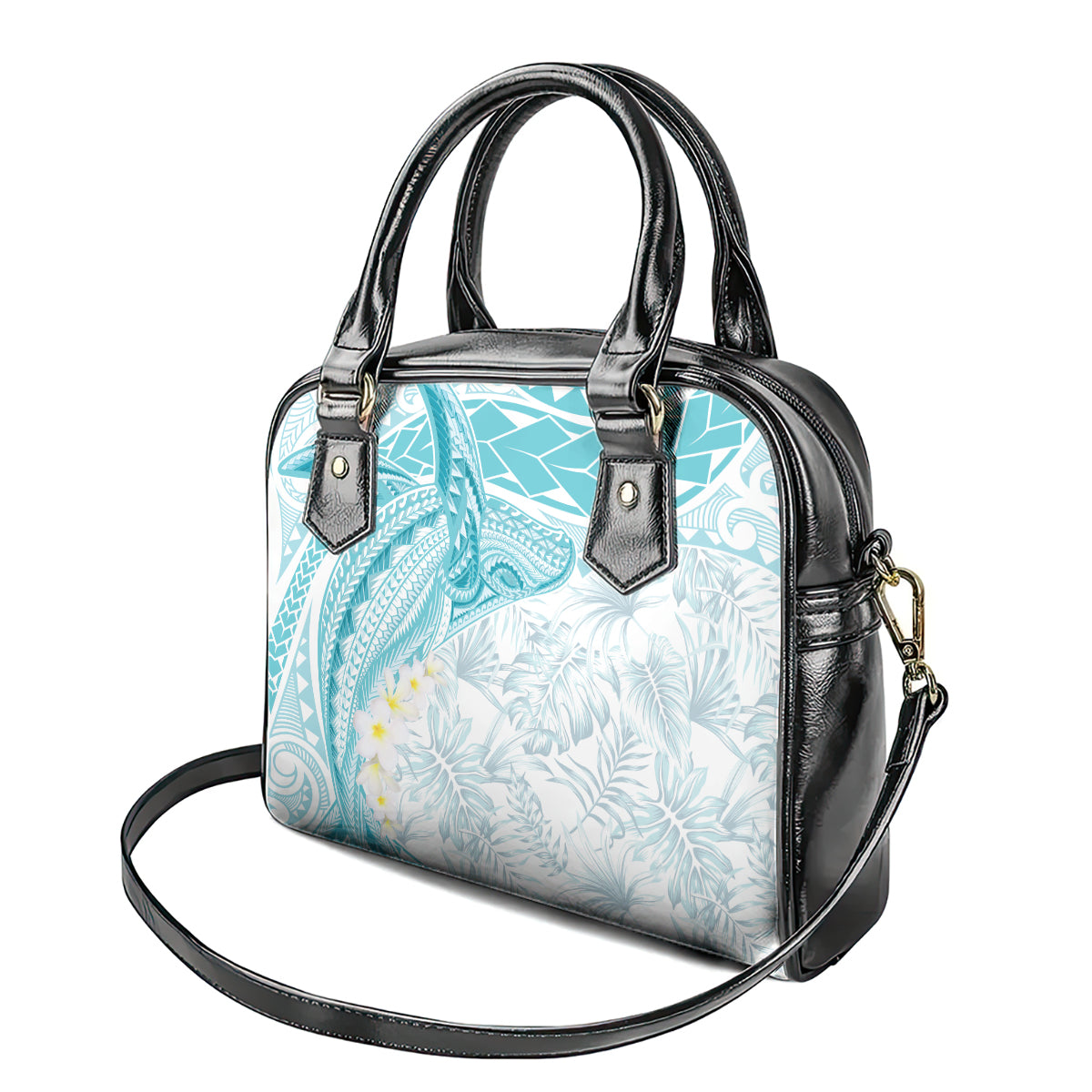 Polynesia Humpback Whale Shoulder Handbag Tropical Plumeria Turquoise LT7 - Polynesian Pride