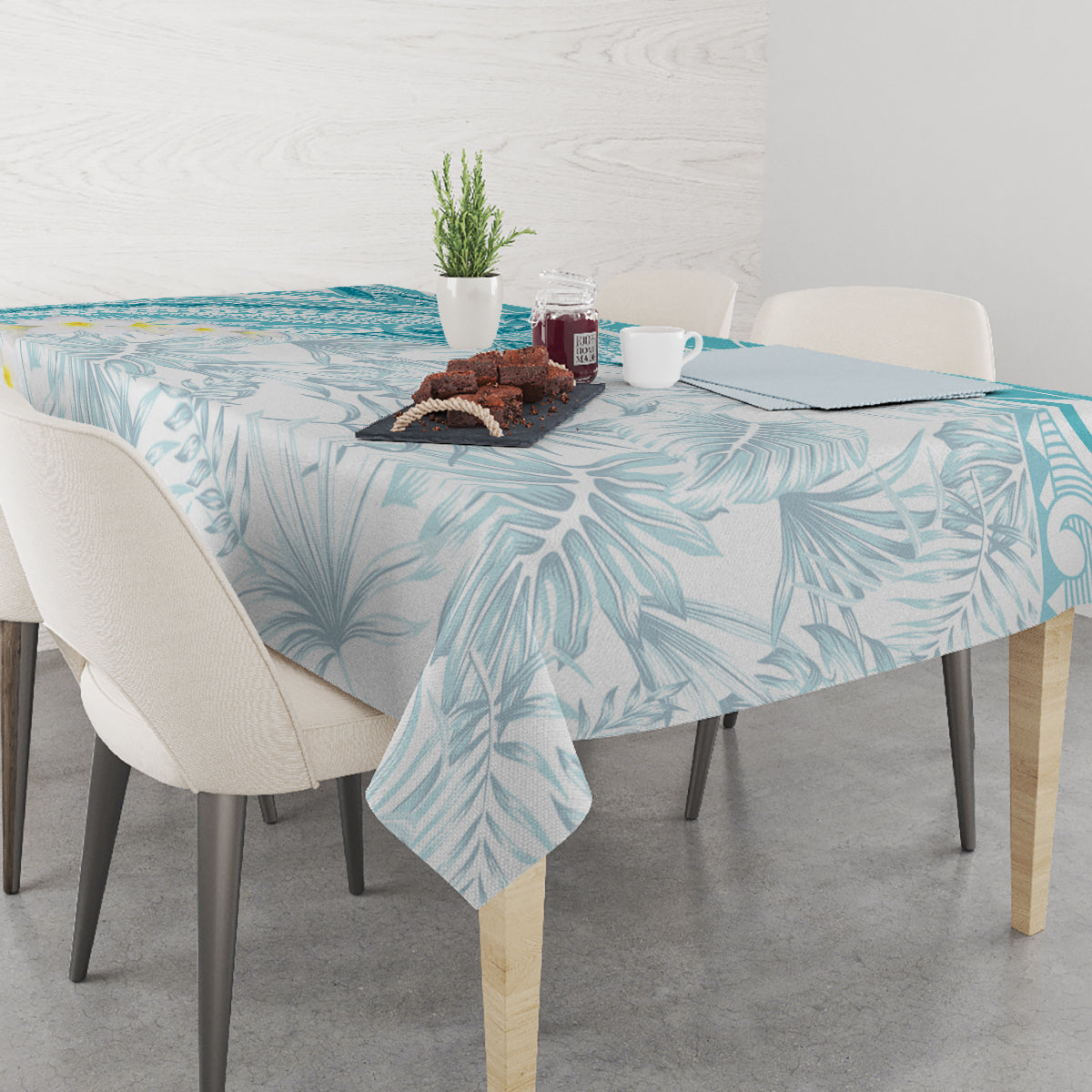 Polynesia Humpback Whale Tablecloth Tropical Plumeria Turquoise LT7 - Polynesian Pride