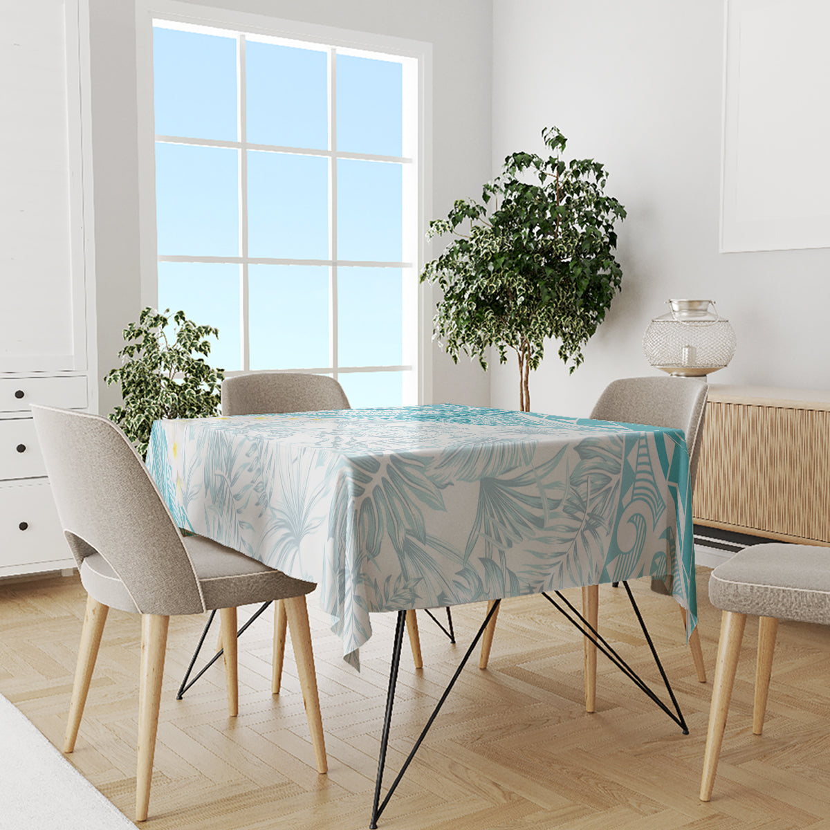 Polynesia Humpback Whale Tablecloth Tropical Plumeria Turquoise LT7 - Polynesian Pride