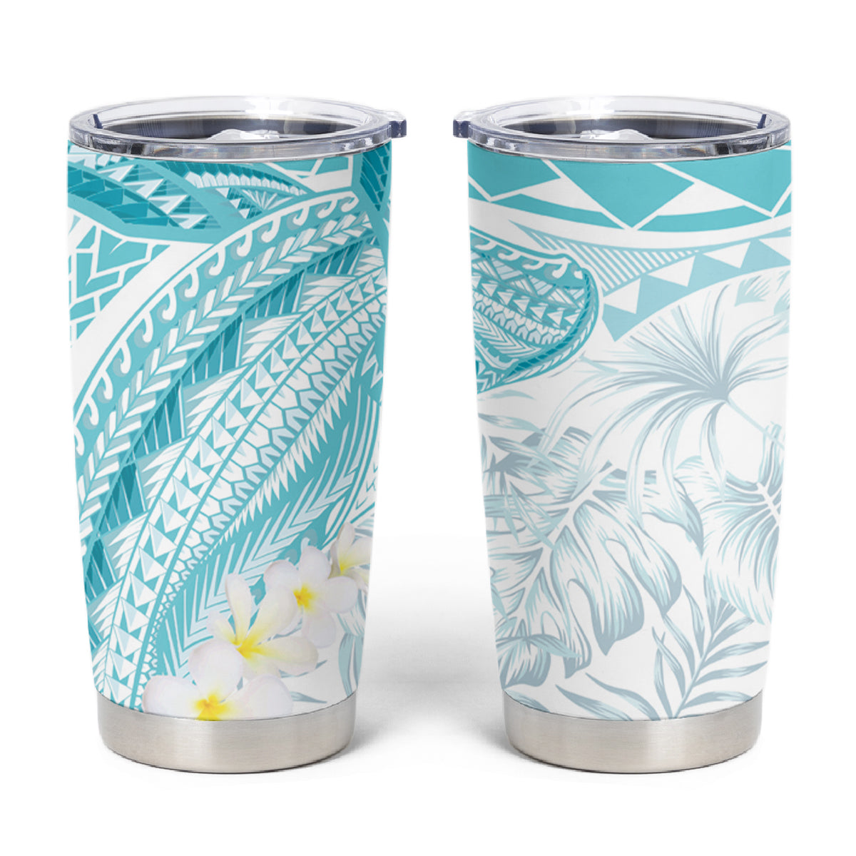 Polynesia Humpback Whale Tumbler Cup Tropical Plumeria Turquoise LT7 Turquoise - Polynesian Pride