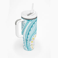 Polynesia Humpback Whale Tumbler With Handle Tropical Plumeria Turquoise LT7 - Polynesian Pride