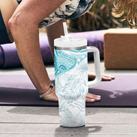 Polynesia Humpback Whale Tumbler With Handle Tropical Plumeria Turquoise LT7 - Polynesian Pride