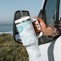 Polynesia Humpback Whale Tumbler With Handle Tropical Plumeria Turquoise LT7 - Polynesian Pride