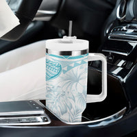 Polynesia Humpback Whale Tumbler With Handle Tropical Plumeria Turquoise LT7 - Polynesian Pride
