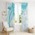 Polynesia Humpback Whale Window Curtain Tropical Plumeria Turquoise