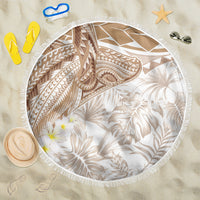 Polynesia Humpback Whale Beach Blanket Tropical Plumeria Beige LT7 One Size 150cm Beige - Polynesian Pride