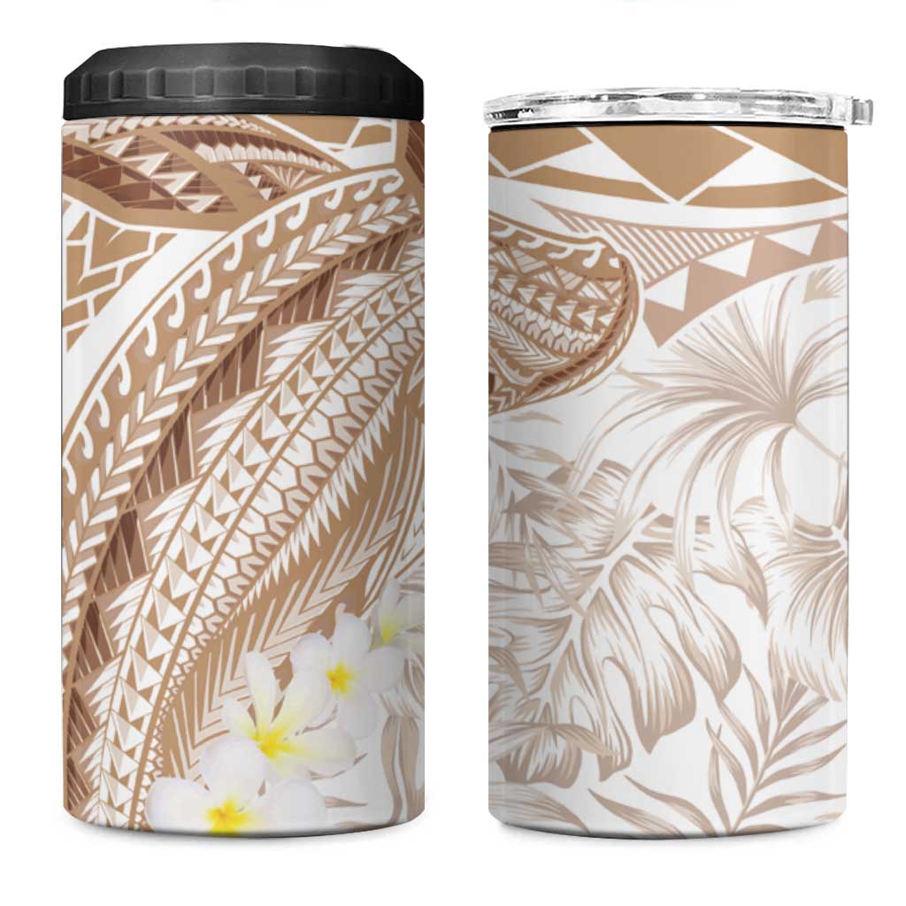 Polynesia Humpback Whale 4 in 1 Can Cooler Tumbler Tropical Plumeria Beige LT7 One Size: 16 oz Beige - Polynesian Pride