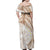 Polynesia Humpback Whale Family Matching Off Shoulder Maxi Dress and Hawaiian Shirt Tropical Plumeria Beige