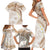 Polynesia Humpback Whale Family Matching Short Sleeve Bodycon Dress and Hawaiian Shirt Tropical Plumeria Beige