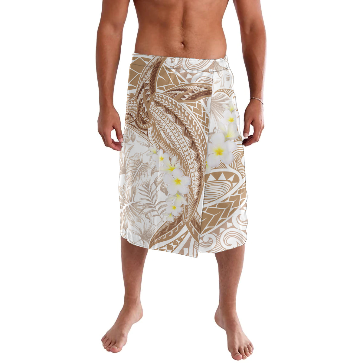 Polynesia Humpback Whale Lavalava Tropical Plumeria Beige LT7 Beige - Polynesian Pride