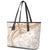 Polynesia Humpback Whale Leather Tote Bag Tropical Plumeria Beige