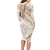 Polynesia Humpback Whale Long Sleeve Bodycon Dress Tropical Plumeria Beige