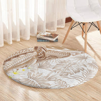 Polynesia Humpback Whale Round Carpet Tropical Plumeria Beige LT7 - Polynesian Pride