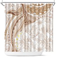 Polynesia Humpback Whale Shower Curtain Tropical Plumeria Beige LT7 Beige - Polynesian Pride