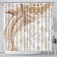 Polynesia Humpback Whale Shower Curtain Tropical Plumeria Beige LT7 - Polynesian Pride