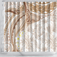Polynesia Humpback Whale Shower Curtain Tropical Plumeria Beige LT7 - Polynesian Pride