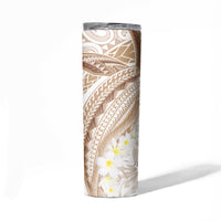 Polynesia Humpback Whale Skinny Tumbler Tropical Plumeria Beige LT7 - Polynesian Pride
