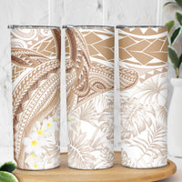 Polynesia Humpback Whale Skinny Tumbler Tropical Plumeria Beige LT7 - Polynesian Pride