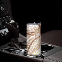 Polynesia Humpback Whale Skinny Tumbler Tropical Plumeria Beige LT7 - Polynesian Pride