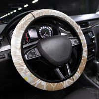Polynesia Humpback Whale Steering Wheel Cover Tropical Plumeria Beige LT7 Universal Fit Beige - Polynesian Pride