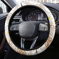 Polynesia Humpback Whale Steering Wheel Cover Tropical Plumeria Beige LT7 - Polynesian Pride