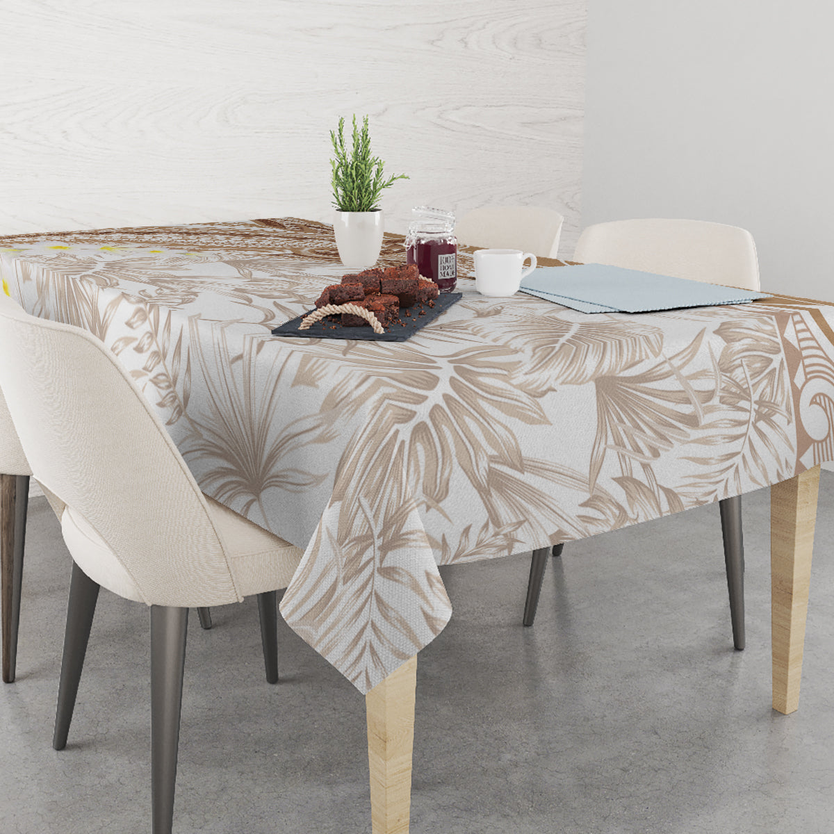 Polynesia Humpback Whale Tablecloth Tropical Plumeria Beige LT7 - Polynesian Pride