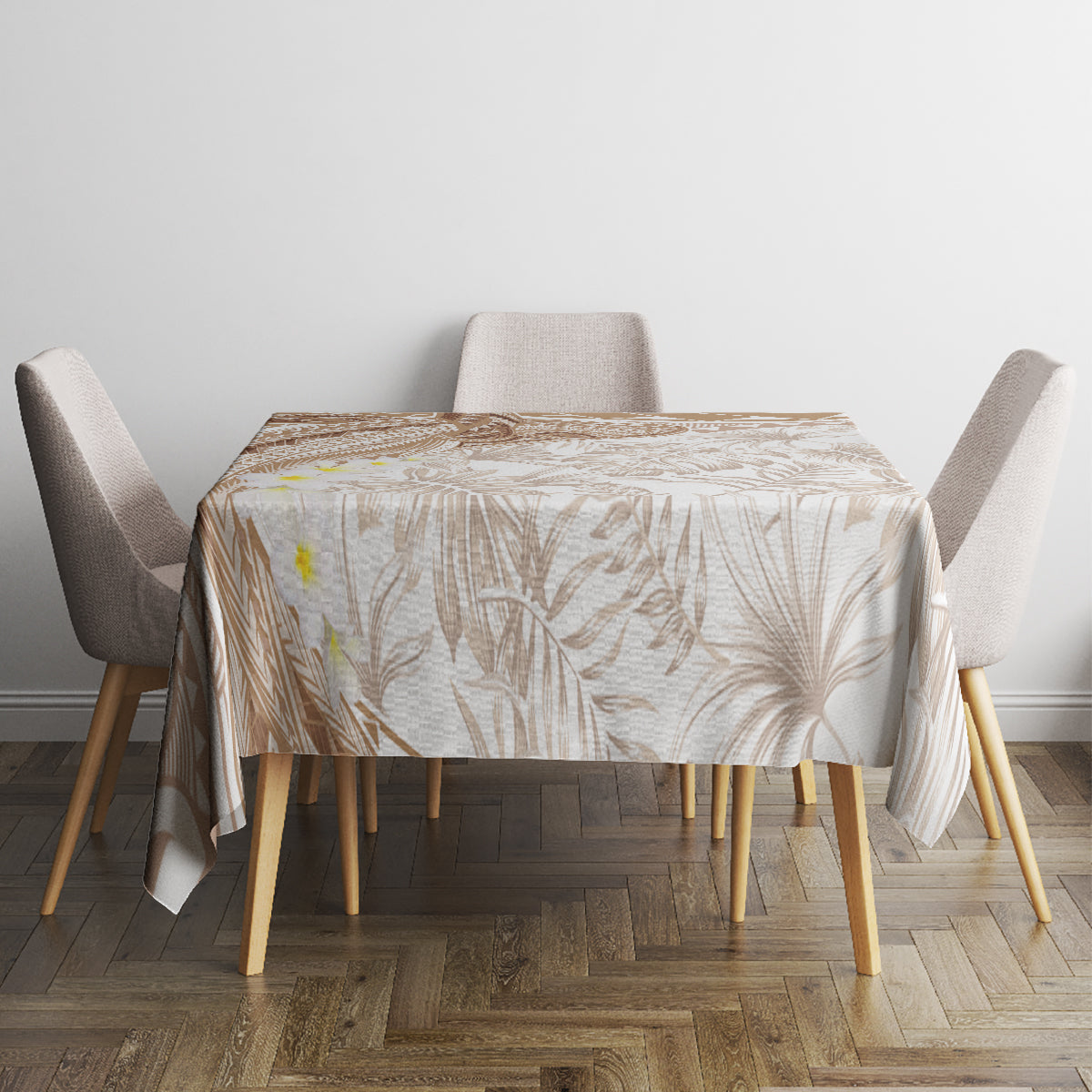 Polynesia Humpback Whale Tablecloth Tropical Plumeria Beige LT7 - Polynesian Pride