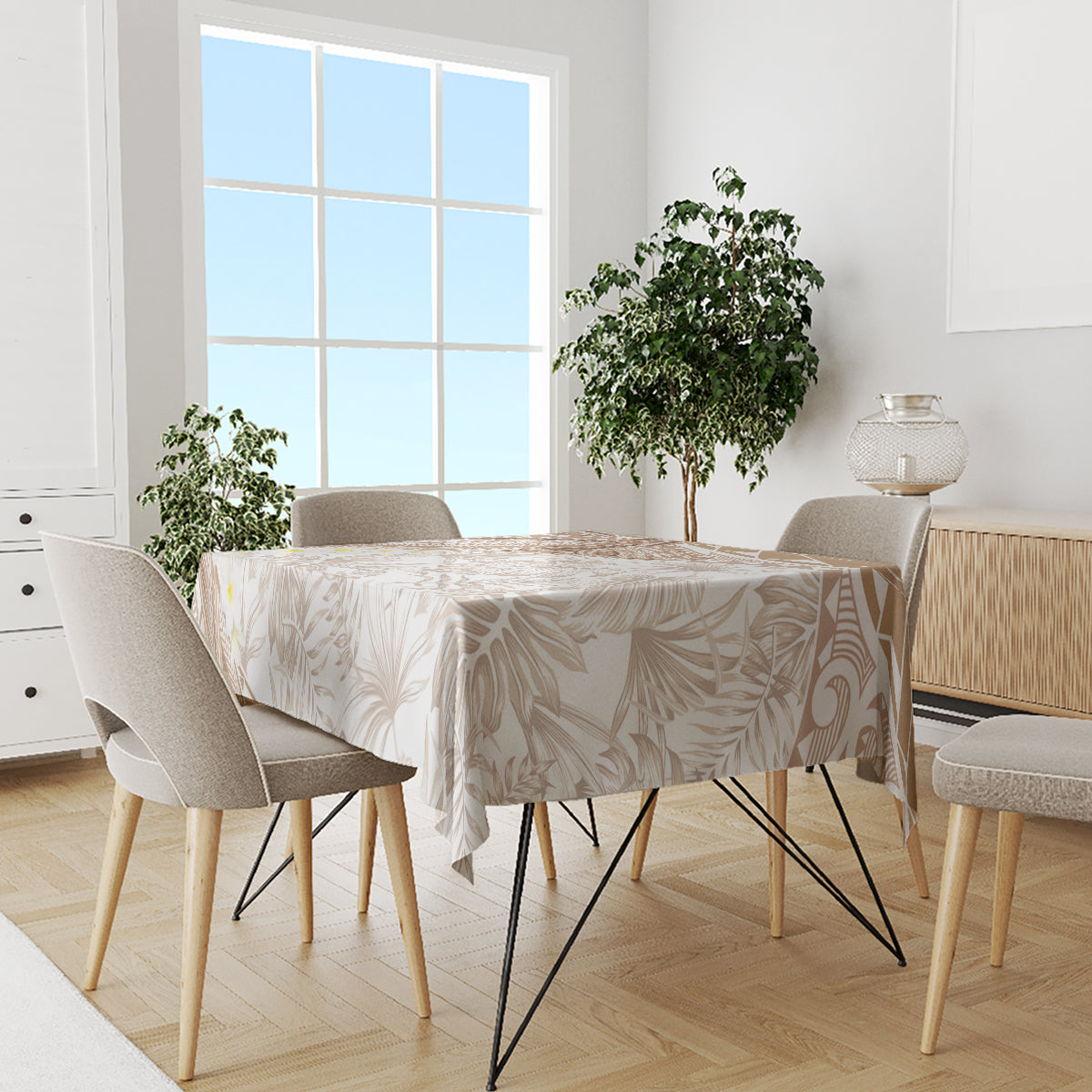 Polynesia Humpback Whale Tablecloth Tropical Plumeria Beige LT7 - Polynesian Pride