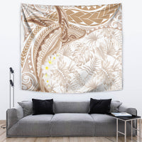 Polynesia Humpback Whale Tapestry Tropical Plumeria Beige LT7 Beige - Polynesian Pride