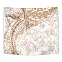 Polynesia Humpback Whale Tapestry Tropical Plumeria Beige LT7 - Polynesian Pride