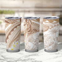 Polynesia Humpback Whale Tumbler Cup Tropical Plumeria Beige LT7 - Polynesian Pride