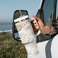 Polynesia Humpback Whale Tumbler With Handle Tropical Plumeria Beige LT7 - Polynesian Pride