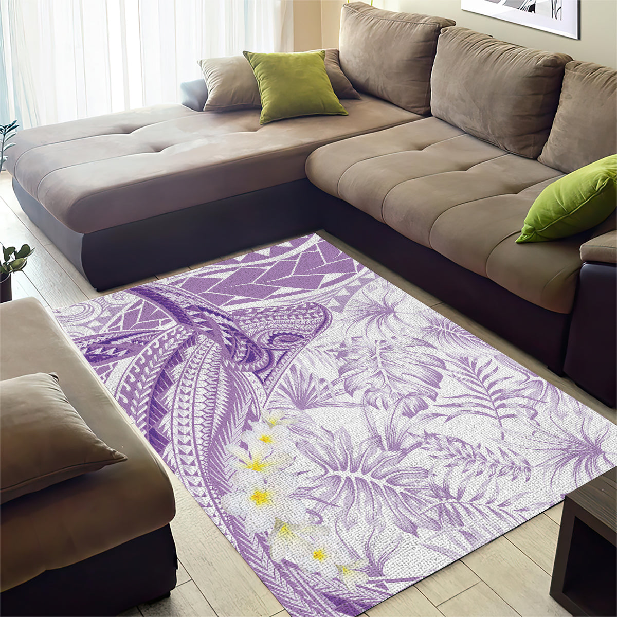 Polynesia Humpback Whale Area Rug Tropical Plumeria Lavender LT7 - Polynesian Pride