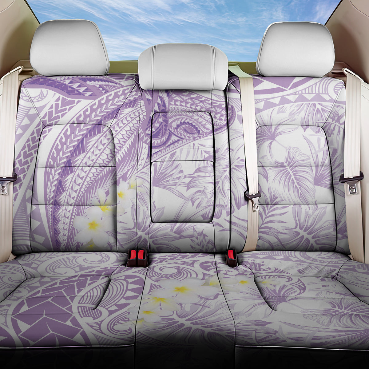 Polynesia Humpback Whale Back Car Seat Cover Tropical Plumeria Lavender LT7 One Size Lavender - Polynesian Pride