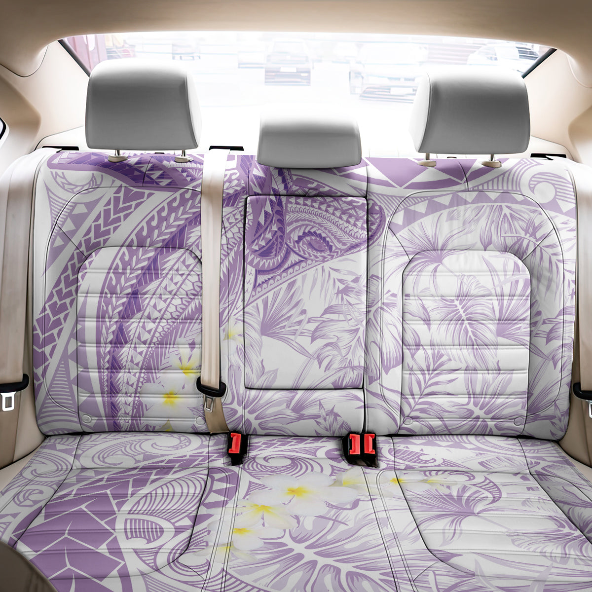 Polynesia Humpback Whale Back Car Seat Cover Tropical Plumeria Lavender LT7 - Polynesian Pride