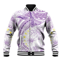 Polynesia Humpback Whale Baseball Jacket Tropical Plumeria Lavender LT7 Unisex Lavender - Polynesian Pride