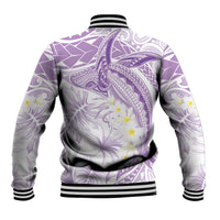 Polynesia Humpback Whale Baseball Jacket Tropical Plumeria Lavender LT7 - Polynesian Pride