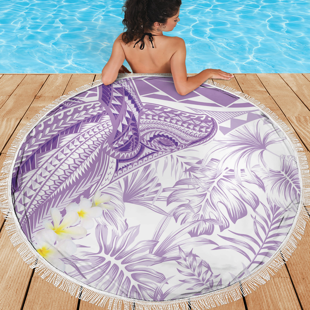 Polynesia Humpback Whale Beach Blanket Tropical Plumeria Lavender LT7 - Polynesian Pride