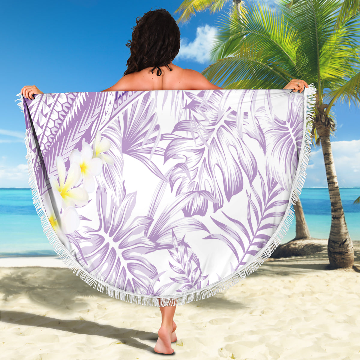Polynesia Humpback Whale Beach Blanket Tropical Plumeria Lavender LT7 - Polynesian Pride