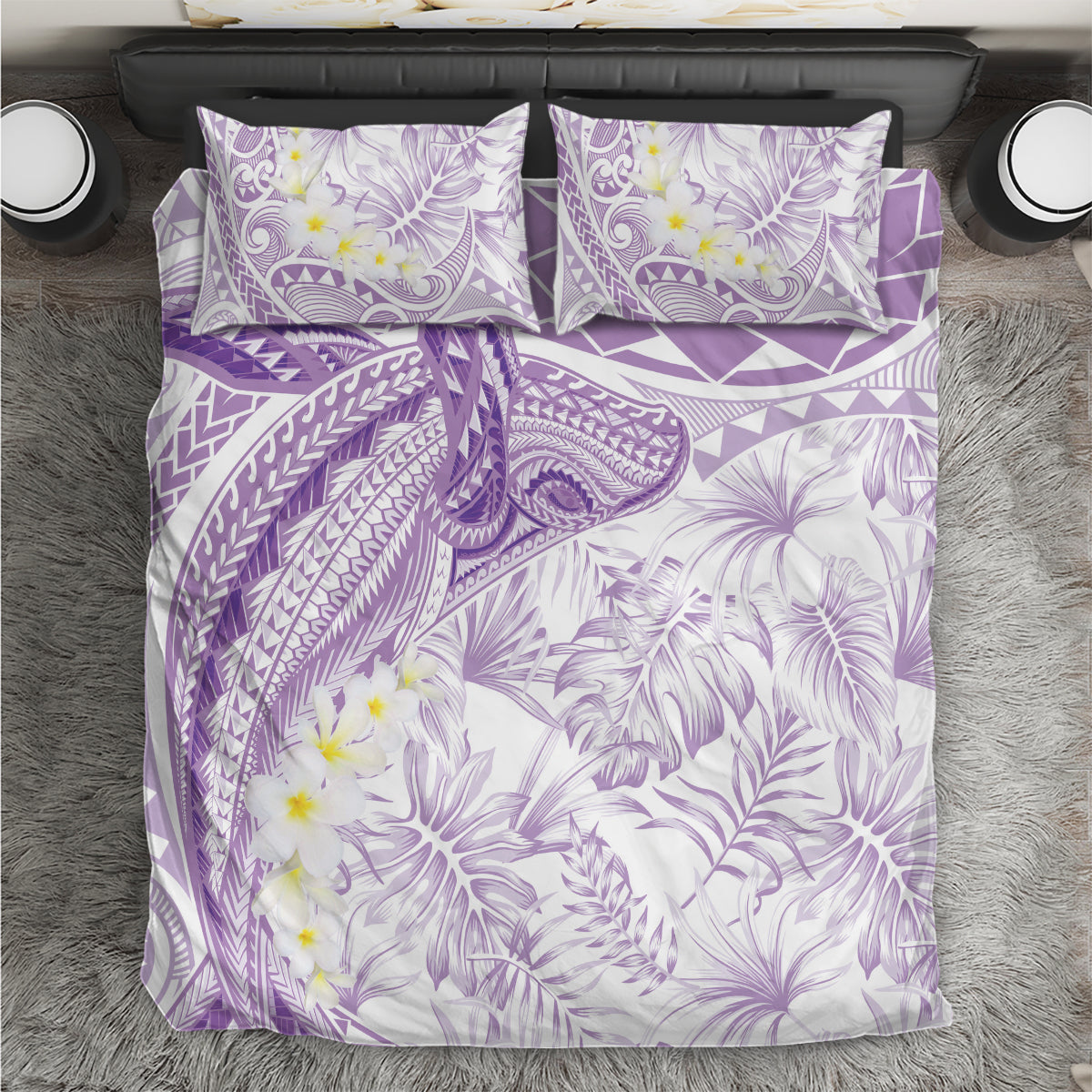 Polynesia Humpback Whale Bedding Set Tropical Plumeria Lavender LT7 Lavender - Polynesian Pride