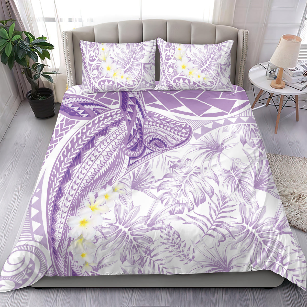 Polynesia Humpback Whale Bedding Set Tropical Plumeria Lavender LT7 - Polynesian Pride
