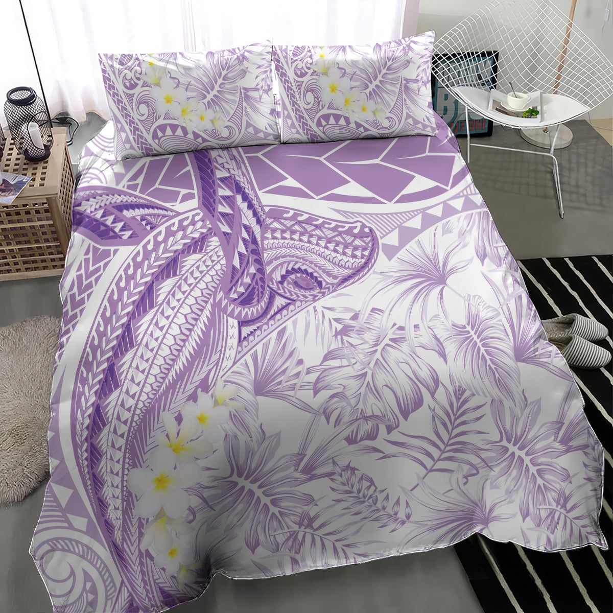 Polynesia Humpback Whale Bedding Set Tropical Plumeria Lavender LT7 - Polynesian Pride