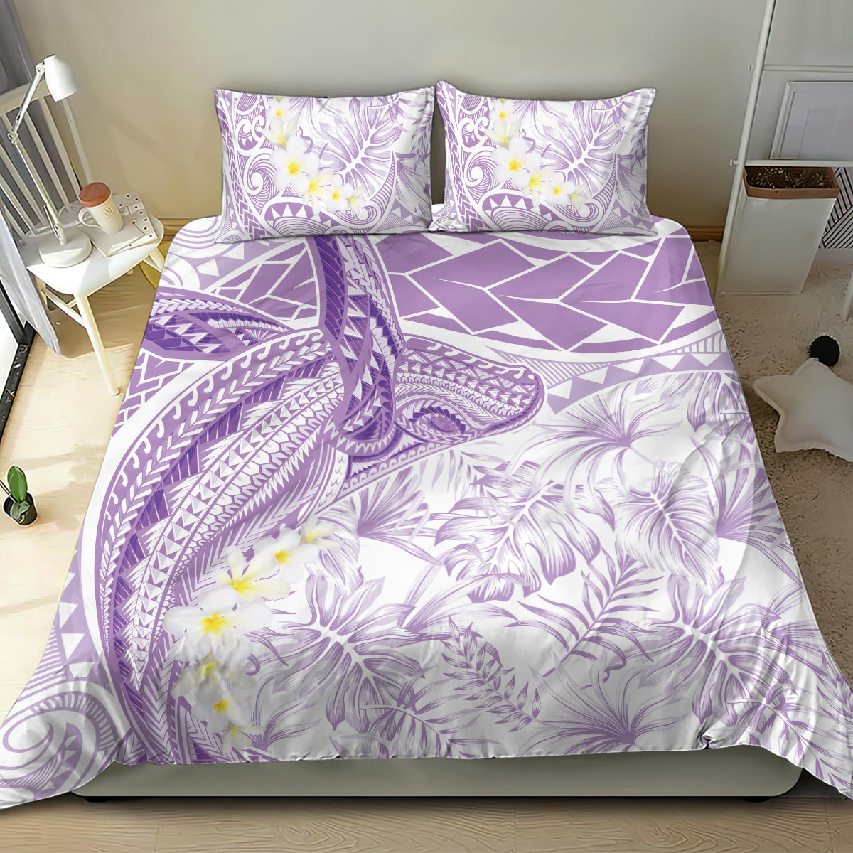 Polynesia Humpback Whale Bedding Set Tropical Plumeria Lavender LT7 - Polynesian Pride