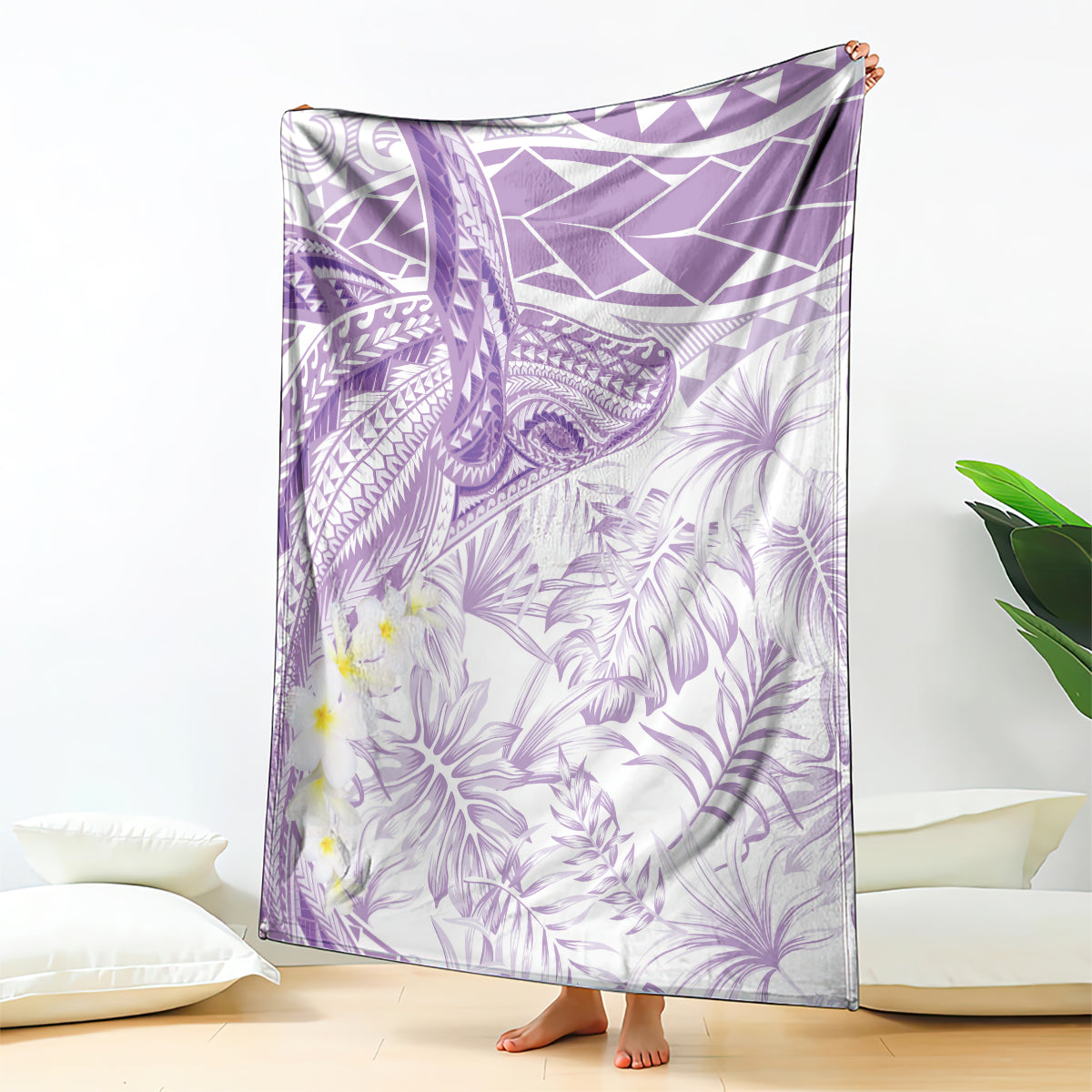 Polynesia Humpback Whale Blanket Tropical Plumeria Lavender LT7 - Polynesian Pride