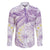 Polynesia Humpback Whale Family Matching Long Sleeve Bodycon Dress and Hawaiian Shirt Tropical Plumeria Lavender