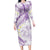 Polynesia Humpback Whale Family Matching Long Sleeve Bodycon Dress and Hawaiian Shirt Tropical Plumeria Lavender