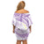 Polynesia Humpback Whale Family Matching Off Shoulder Short Dress and Hawaiian Shirt Tropical Plumeria Lavender