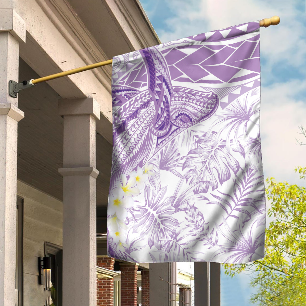Polynesia Humpback Whale Garden Flag Tropical Plumeria Lavender LT7 House Flag Lavender - Polynesian Pride