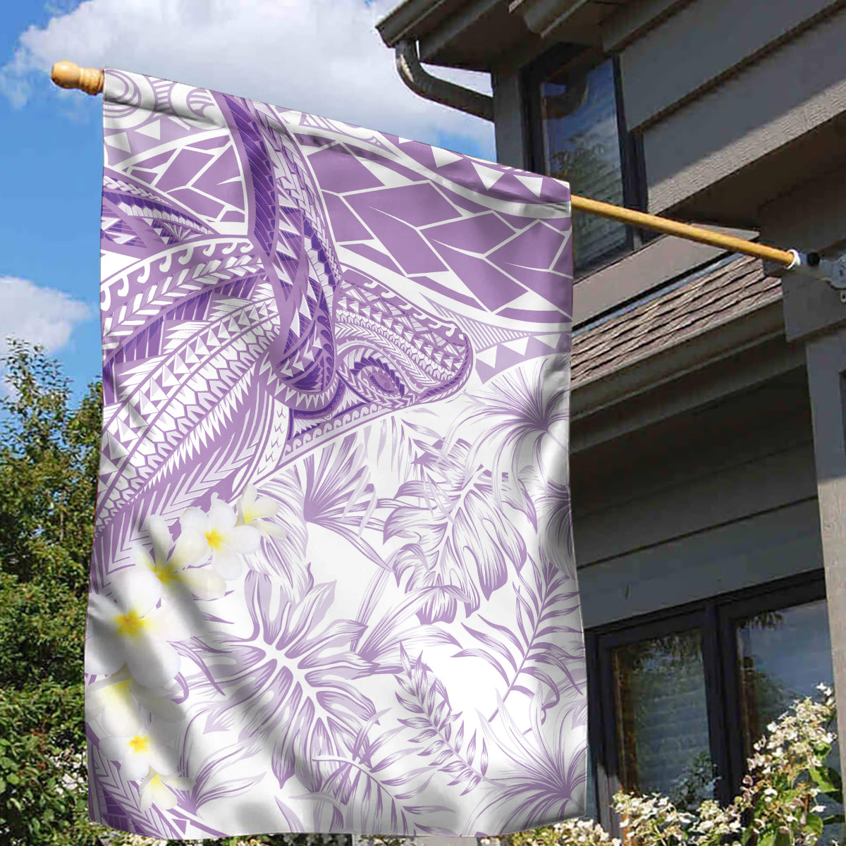 Polynesia Humpback Whale Garden Flag Tropical Plumeria Lavender LT7 - Polynesian Pride