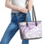 Polynesia Humpback Whale Leather Tote Bag Tropical Plumeria Lavender